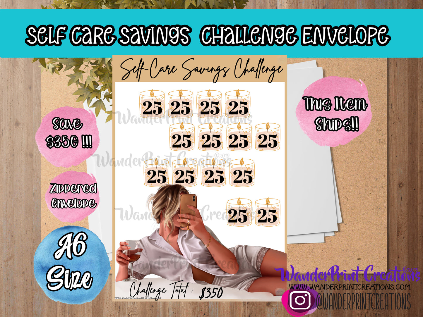 $350 SELF CARE SAVINGS CHALLENGE ENVELOPE