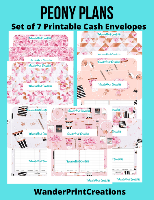 PEONY PLANS | Cash Envelopes Set | Printable