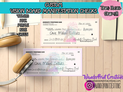 Custom Prosperity Checks | Abundance Check | Money Manifestation | Law of Attraction | Manifest | Ritual | Vision Board